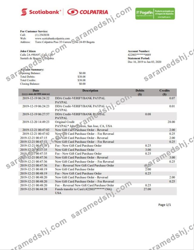 Colombia Scotiabank Colpatria statement